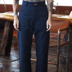 Beaton Linen Denim Utility Pants, size 2